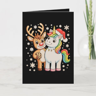 Tarjeta Reno Unicornio Navidad Xmas Temporada de Vacacione