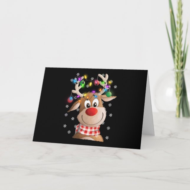 Tarjeta Renode Navidad luces de Navidad familia (Anverso)