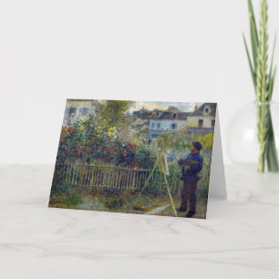 Tarjeta Renoir - Claude Monet pintando en su jardín