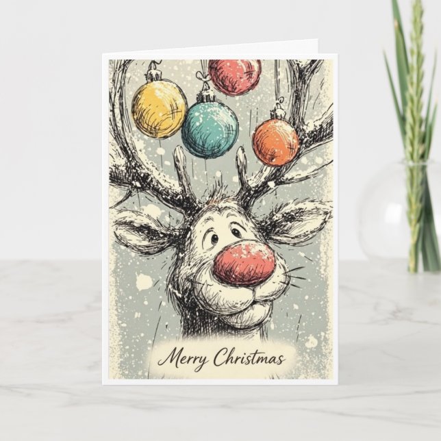 Tarjeta Renos deseándote una feliz Navidad  (Anverso)