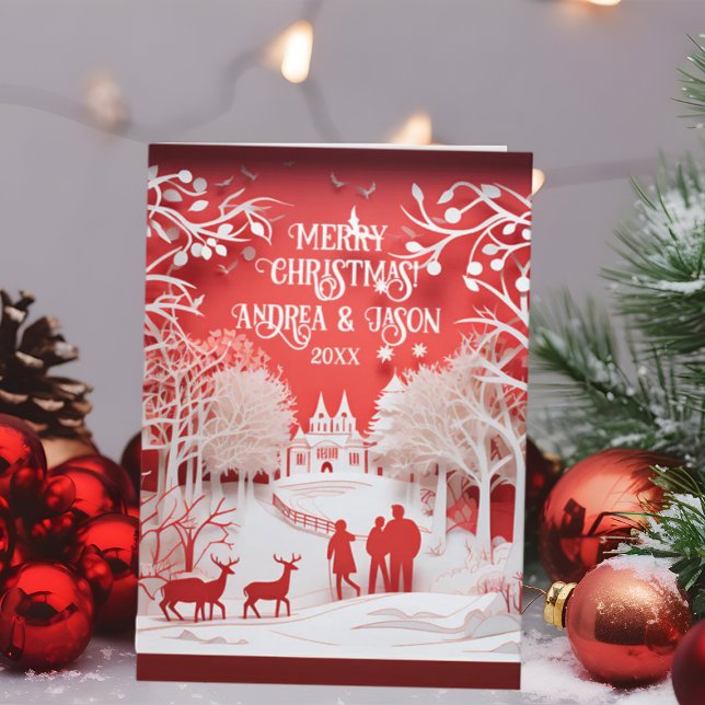 Tarjeta Renos y personas en 3D en la aldea (Subido por el creador)