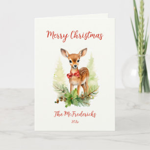 Tarjeta Renovales Navideños Vintage Reno de Navidad
