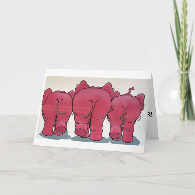 TARJETA RENTAS DE ELEFANTES=50° HUMOR DE CUMPLEAÑOS (Anverso)