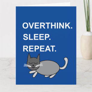 Tarjeta Repite Dormir Pensar Demasiado Saludo Gato Dormido