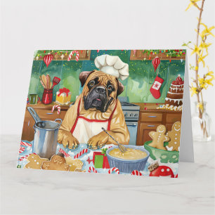 Tarjeta Repostería Navideña con Bullmastiff: Navidad Festi