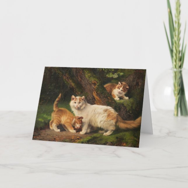 Tarjeta Reproducción de la familia de gato | Julius Adam e (Anverso)