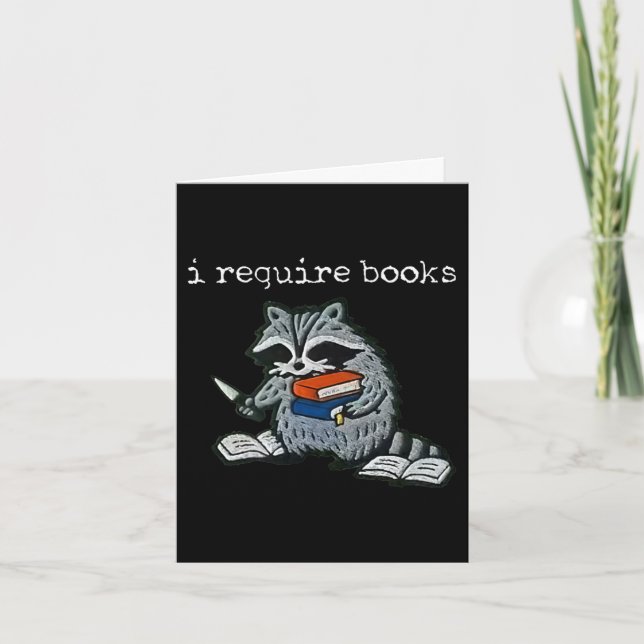 Tarjeta Requiero libros mapache divertido libro de lectura (Anverso)