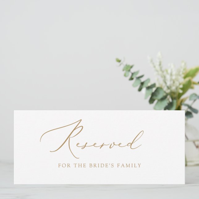 Tarjeta Reservada de Boda Elegante de Oro (Anverso de pie)