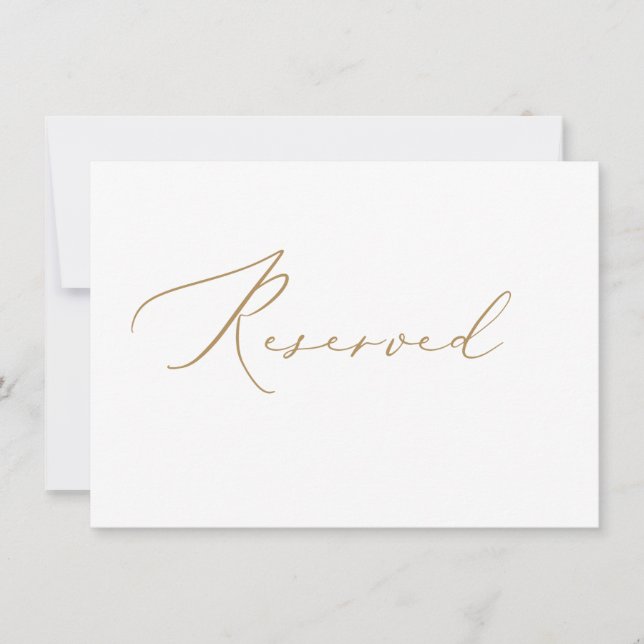 Tarjeta Reservada de Boda Elegante de Oro (Anverso)