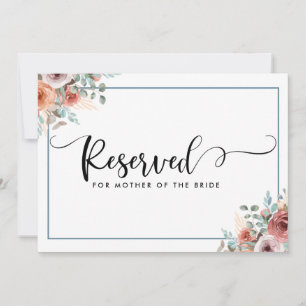 Tarjeta Reservada Floral Rosa, Melocotón y Azul Po