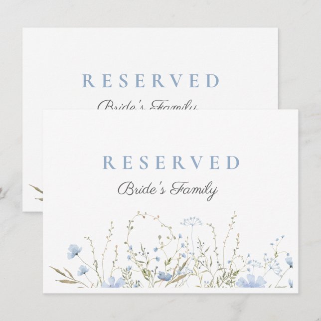 Tarjeta reservada para Boda de flor silvestre azul (Anverso / Reverso)