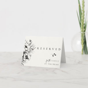 Tarjeta reservada para Boda floral negro