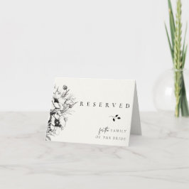 Tarjeta reservada para Boda floral negro