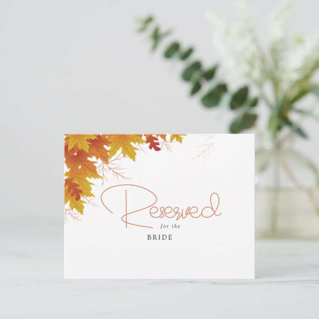 Tarjeta reservada para Boho Moda Fall Wedding (Anverso de pie)