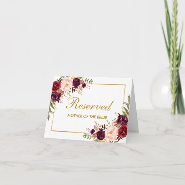 Tarjeta Reservado Añadir la placa de Boda de texto o la ta (Anverso)