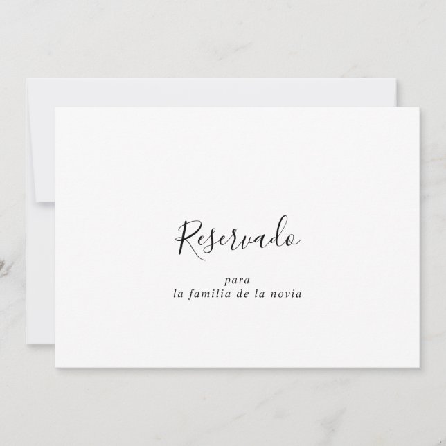 Tarjeta reservado de Boda Española (Anverso)