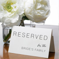 Reservado para la familia de Bodas modernos