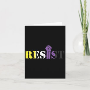 Tarjeta Resist Raised Fist Protest Lgbtq Bandera No binari