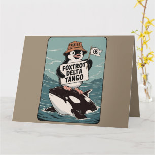 Tarjeta Resistir Activismo de Pingüino Protesta Vintage 