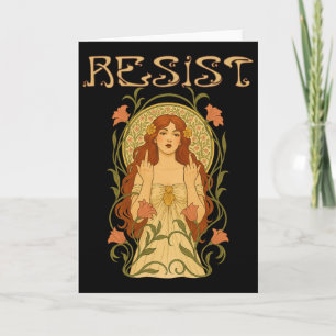 Tarjeta Resistir Art Nouveau Mucha Anti Trump Mujeres Femi