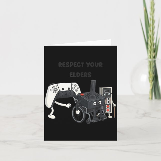 Tarjeta Respect Your Elders Funny Gaming 80s Style Old New (Anverso)