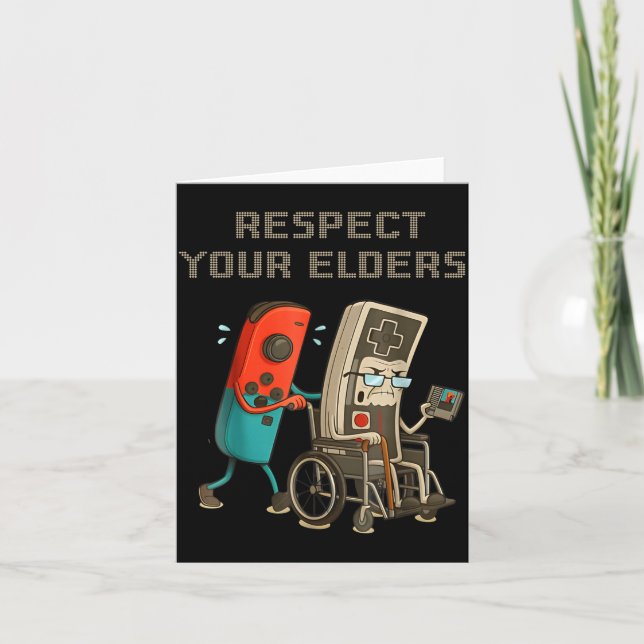 Tarjeta Respect Your Elders Funny Retro Gaming Clic Consol (Anverso)