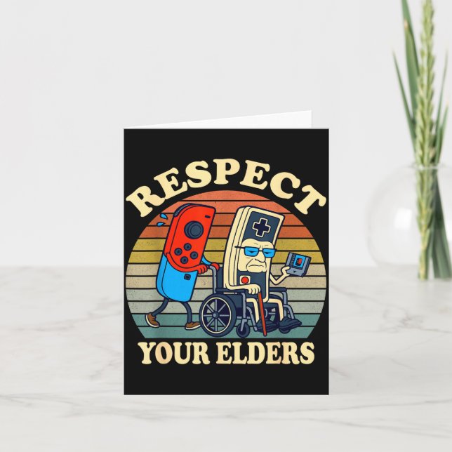 Tarjeta Respect Your Elders Gaming Control 80s Retro Funny (Anverso)