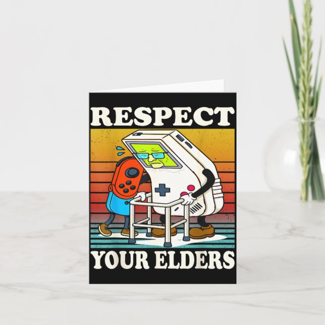 Tarjeta Respect Your Elders Gaming Control 80s Retro Funny (Anverso)