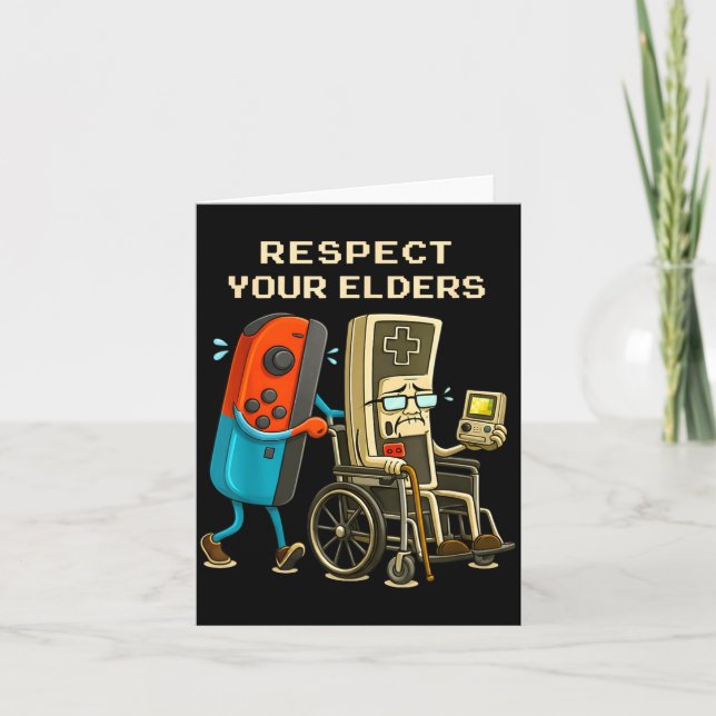 Tarjeta Respect Your Elders Gaming Control Retro Funny Gam (Anverso)