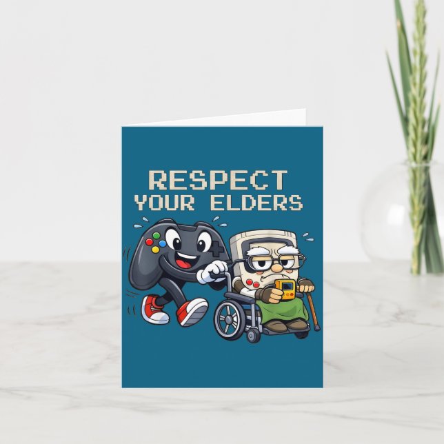 Tarjeta Respect Your Elders Gaming Control Retro Funny Gam (Anverso)