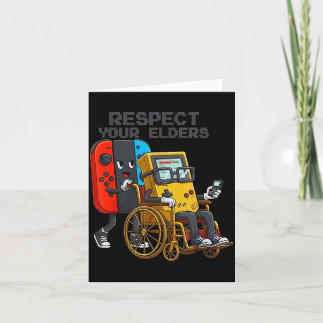 Tarjeta Respect Your Elders Gaming Control Retro Funny Gam (Anverso)