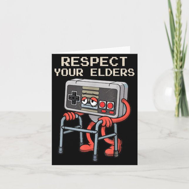 Tarjeta Respect Your Elders Gaming Control Retro Funny Gam (Anverso)
