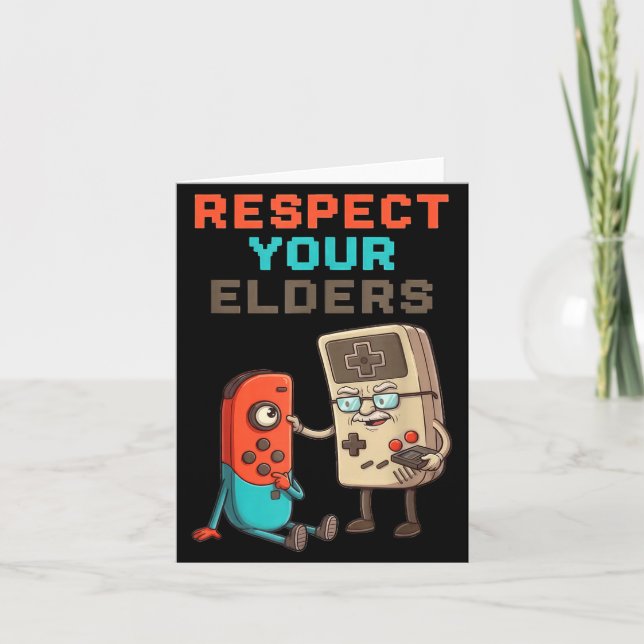 Tarjeta Respect Your Elders Gaming Control Retro Funny Gam (Anverso)