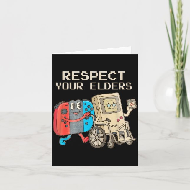 Tarjeta Respect Your Elders Gaming Control Retro Funny Gam (Anverso)