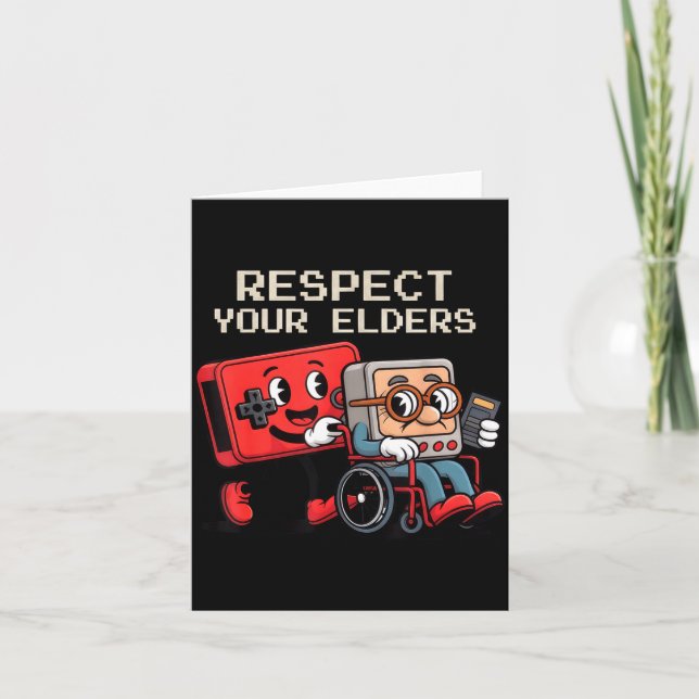 Tarjeta Respect Your Elders Gaming Control Retro Funny Gam (Anverso)