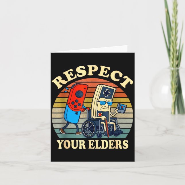 Tarjeta Respect Your Elders Gaming Control Retro Funny Gam (Anverso)