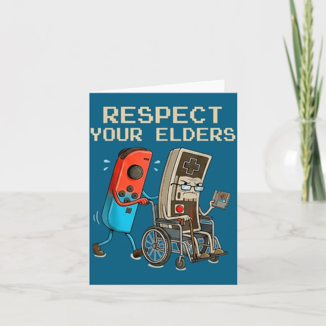 Tarjeta Respect Your Elders Retro Gaming Controller Funny  (Anverso)