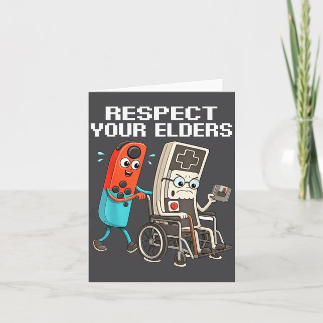 Tarjeta Respect Your Elders Retro Gaming Funny Controller  (Anverso)