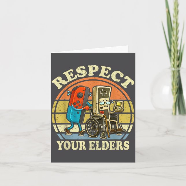 Tarjeta Respect Your Elders Retro Gaming Funny Controller  (Anverso)