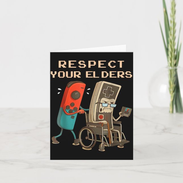 Tarjeta Respect Your Elders Retro Gaming Funny Gamer Contr (Anverso)