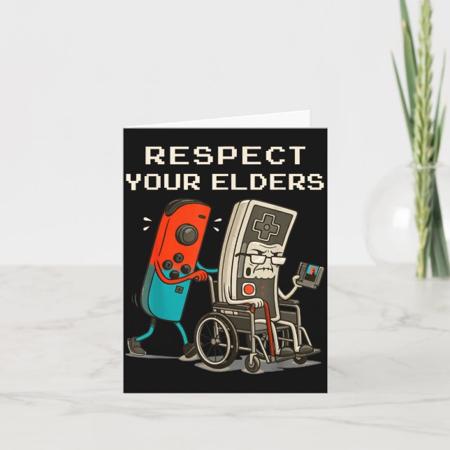 Tarjeta Respect Your Elders Retro Gaming Funny Gamer Contr (Anverso)