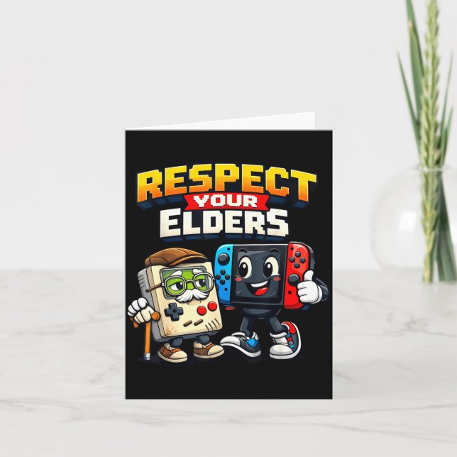 Tarjeta Respect Your Elders Retro Gaming Funny Gamer Contr (Anverso)