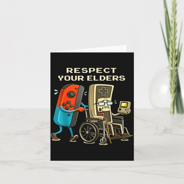 Tarjeta Respect Your Elders Retro Gaming Funny Gamer Contr (Anverso)
