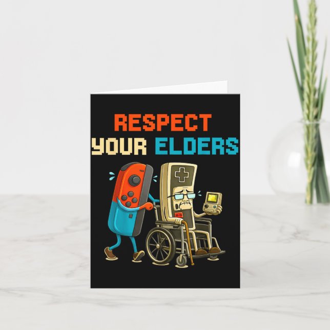 Tarjeta Respect Your Elders Retro Gaming Funny Gamer Contr (Anverso)
