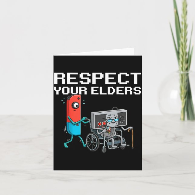 Tarjeta Respect Your Elders Retro Gaming Funny Gamer Contr (Anverso)