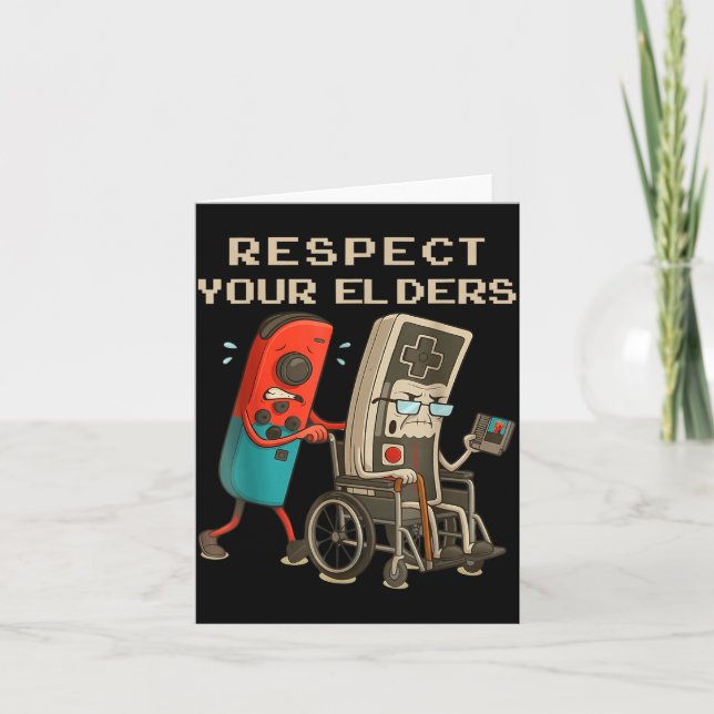 Tarjeta Respect Your Elders Retro Gaming Funny Gamer Contr (Anverso)