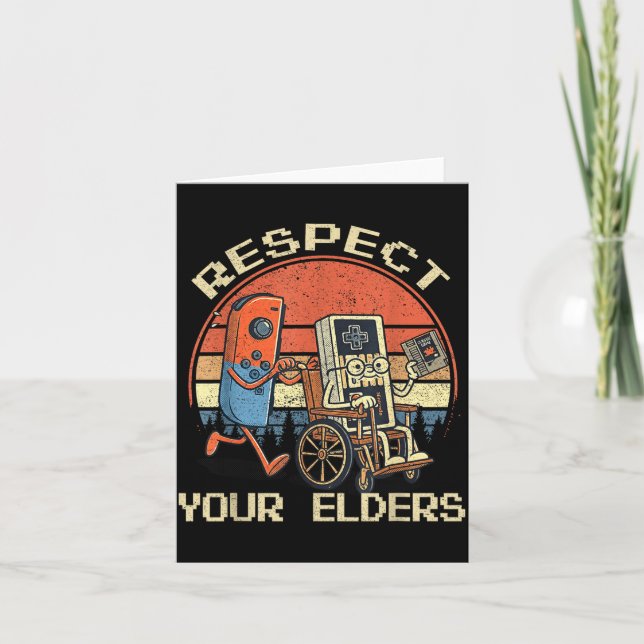 Tarjeta Respect Your Elders Retro Gaming Funny Gamer Contr (Anverso)