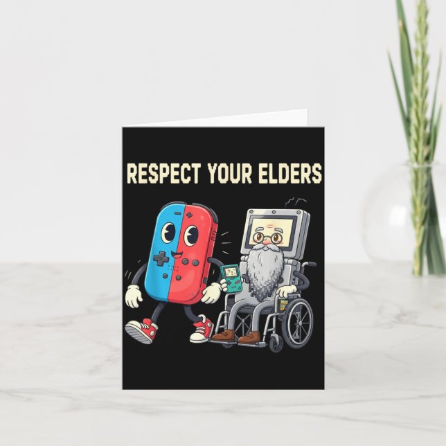Tarjeta Respect Your Elders Retro Gaming Funny Gamer Contr (Anverso)