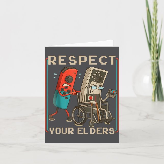 Tarjeta Respect Your Elders Retro Gaming Funny Gamer Contr (Anverso)
