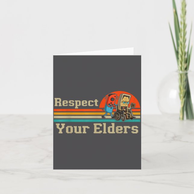 Tarjeta Respect Your Elders Retro Gaming Funny Gamer Contr (Anverso)